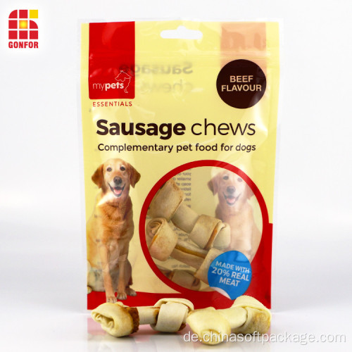 Wurst kaut Pet Food Verpackung Stand-Up-Beutel